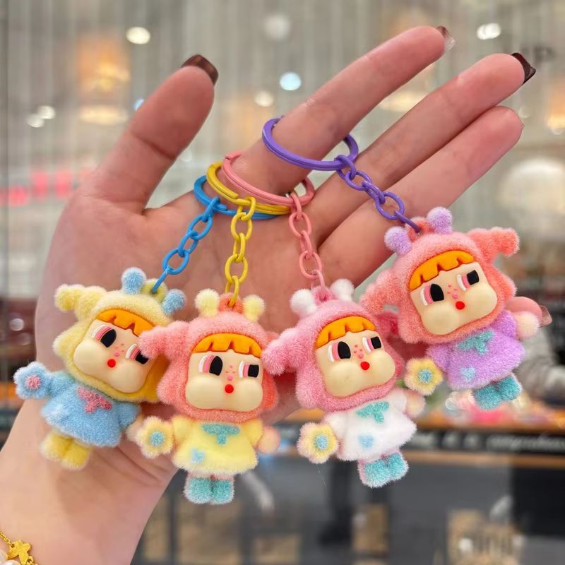 Cute cartoon blind box backpack plush pendant decoration with newly picked crying baby plush, kawaii crybaby, and flying little police chain