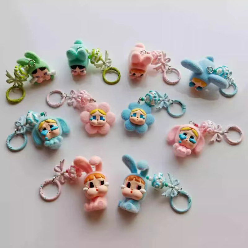 Gifts for Men and Women: New Mini Crybaby Bow Keychain Adorable Cartoon Three-dimensional Doll Backpacks Decoration Pendant Car Key Chain