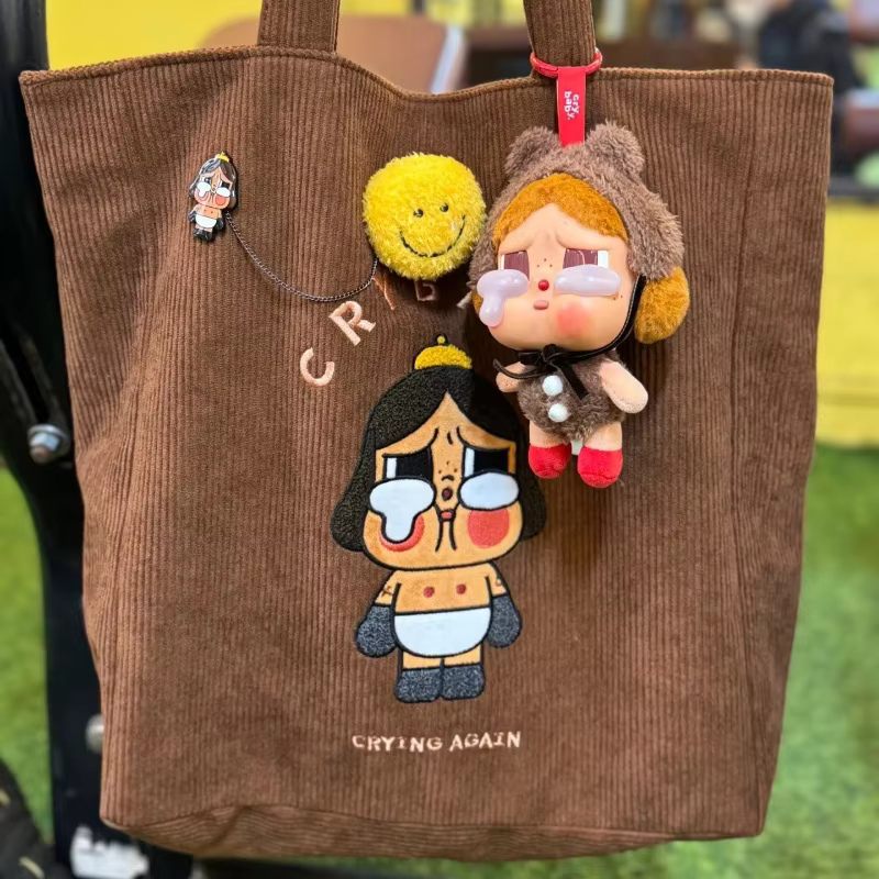 2025 Handbag Caramel Dopamine Color Gift Fashion Homemade Crybaby Crybaby Corduroy Vintage Shoulder Bag - Image 4