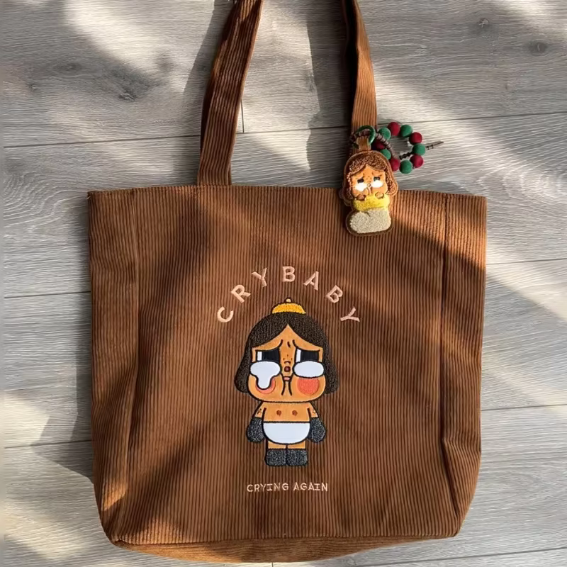 2025 Handbag Caramel Dopamine Color Gift Fashion Homemade Crybaby Crybaby Corduroy Vintage Shoulder Bag - Image 2
