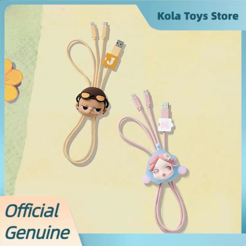 "Fashionable Peripheral Blind BoxToys Gift: Real Crybaby Skullpanda Dimmo Hand in Hand Series 2-in-1 Cable Mystery Box"