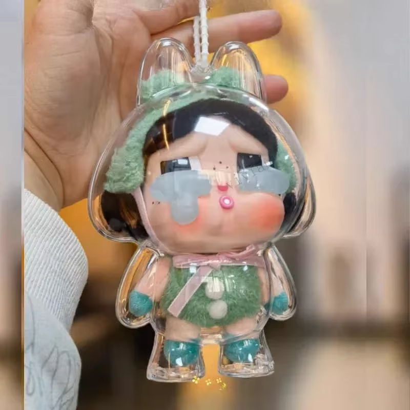 Concerning the LABUBU Crying Baby Vinyl Plush Face Protective Case with Clear CoverDust Case Cover for the Cryptobaby Series